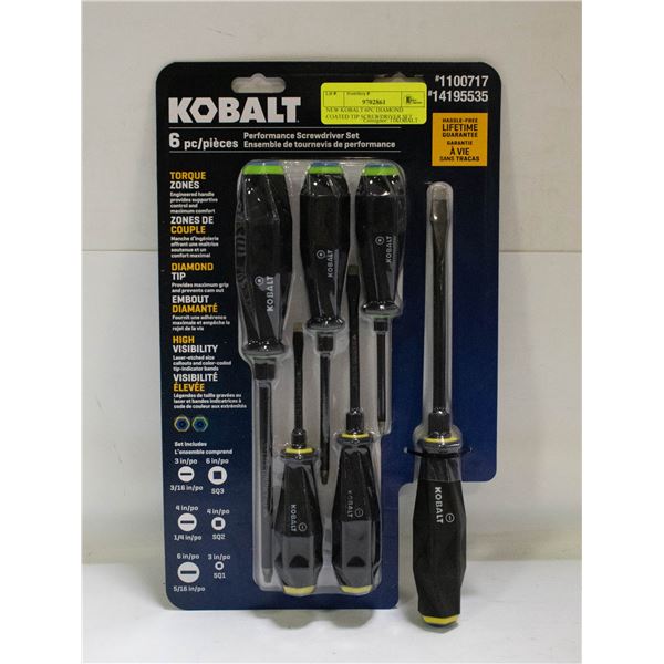 NEW KOBALT 6PC DIAMOND COATED TIP SCREWDRIVER SET