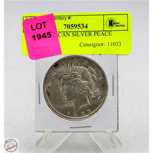 1922 AMERICAN SILVER PEACE DOLLAR