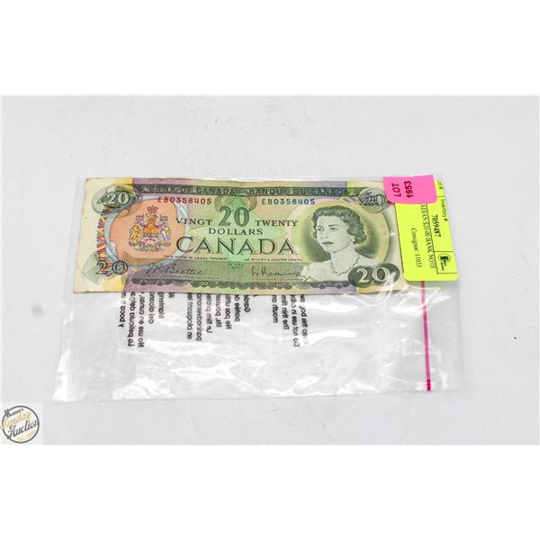 1969 CANADIAN $20.00 BANK NOTE