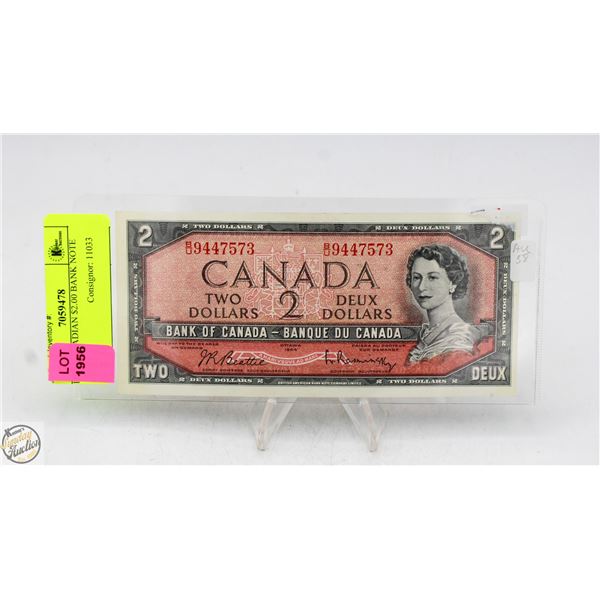 1954 CANADIAN $2.00 BANK NOTE