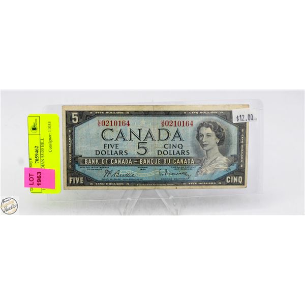 1954 CANADIAN $5.00 BILL