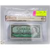 Image 1 : BCS CERTIFIED (UNC 60) 1954 CANADIAN $1.00 BILL