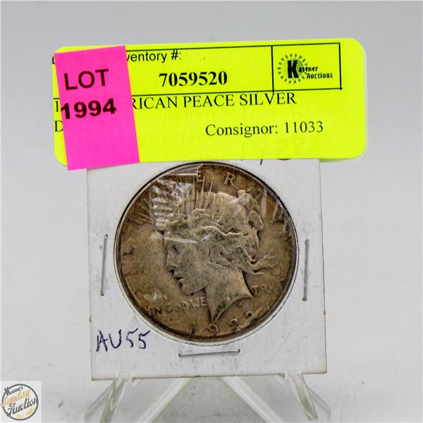 1922 AMERICAN PEACE SILVER DOLLAR