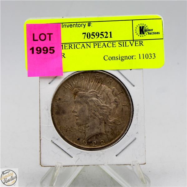 1922 AMERICAN PEACE SILVER DOLLAR