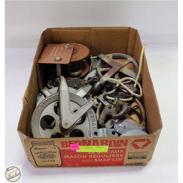 ASSORTED BOX OF PULLIES