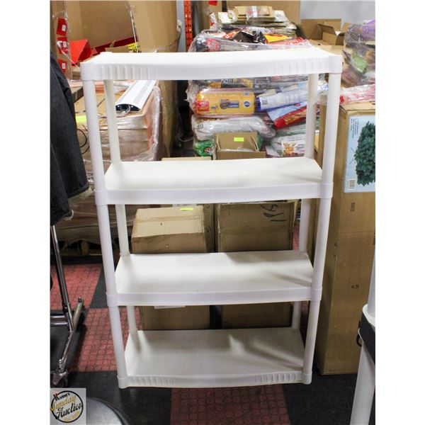 WHITE NYLON PLASTIC 4-SHELF STORAGE SHELVING