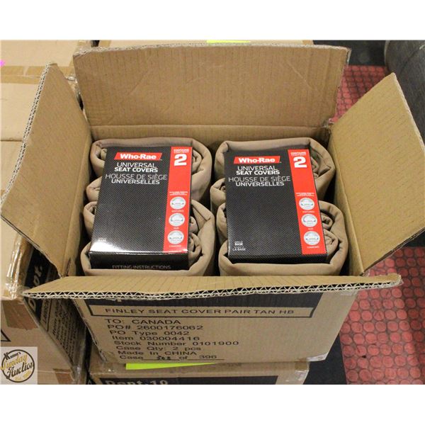 CASE WITH TWO 2 PC SETS LAWSON SEAT COVERS TAN