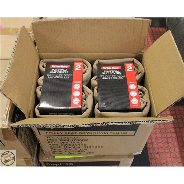 CASE WITH TWO 2 PC SETS LAWSON SEAT COVERS TAN