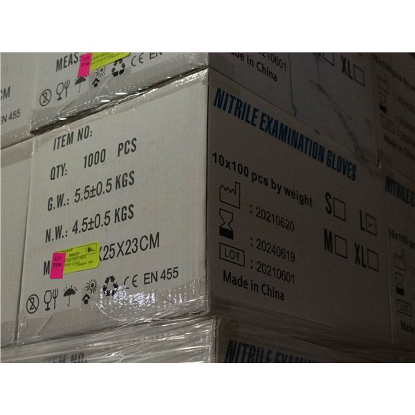 CASE WITH 1000 SIZE LARGE NITRILE EXAM GLOVES