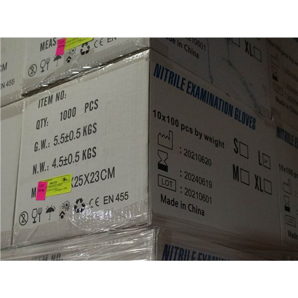 CASE WITH 1000 SIZE LARGE NITRILE EXAM GLOVES