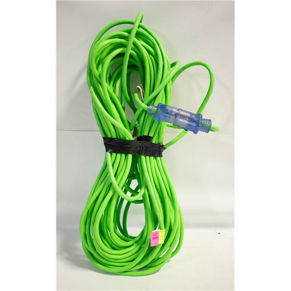 GREEN 100FT OUTDOOR EXTENSION CORD W/GLOW ENDS