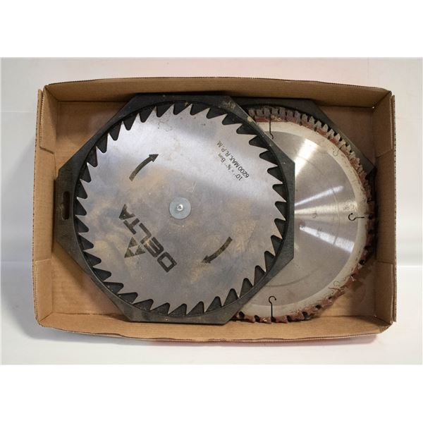 SET OF 5 SAW BLADES 10" 4 CARBIDE, 1 STEEL