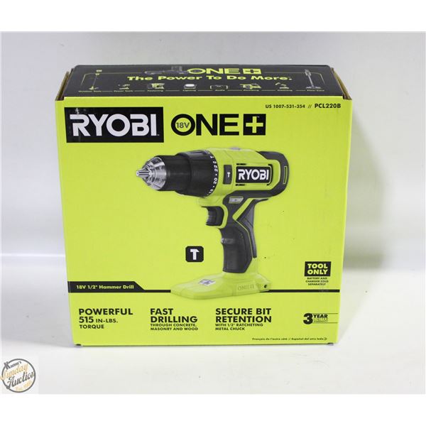 NEW RYOBI ONE 18 VOLT 1/2 HAMMER DRILL MODEL