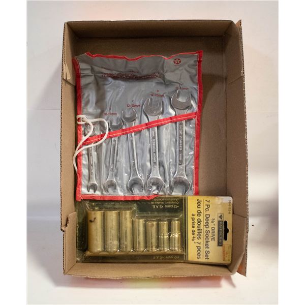 7PC DEEP SOCKETS & 5PC WRENCH SET