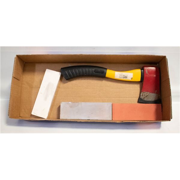 HATCHET WITH 3 DIFFERENT SHARPENING STONES
