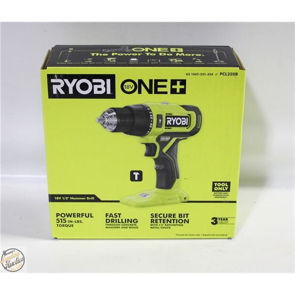 NEW RYOBI ONE 18 VOLT 1/2 HAMMER DRILL MODEL