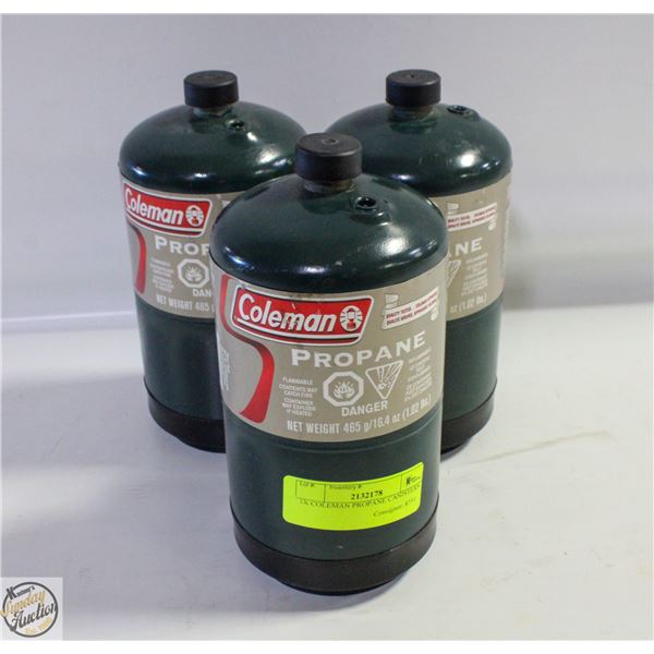 3X COLEMAN PROPANE CANISTERS