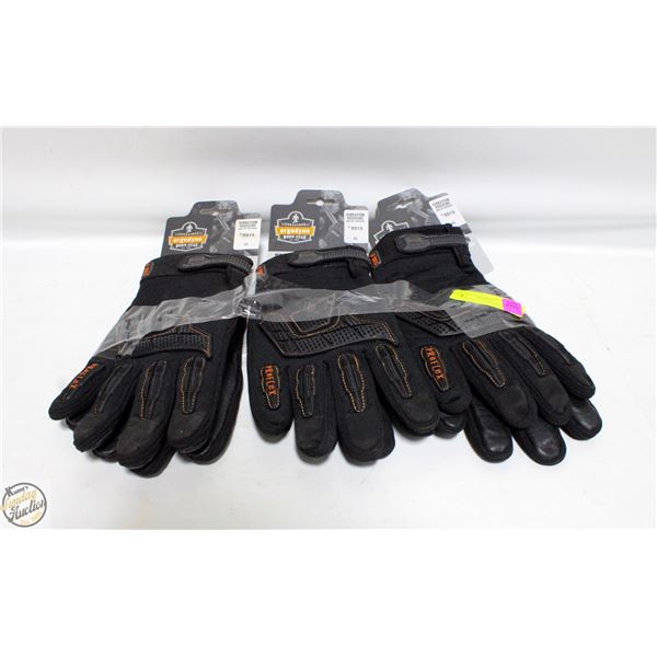3 PAIRS EGODYNE IMPACT GLOVES 2XL