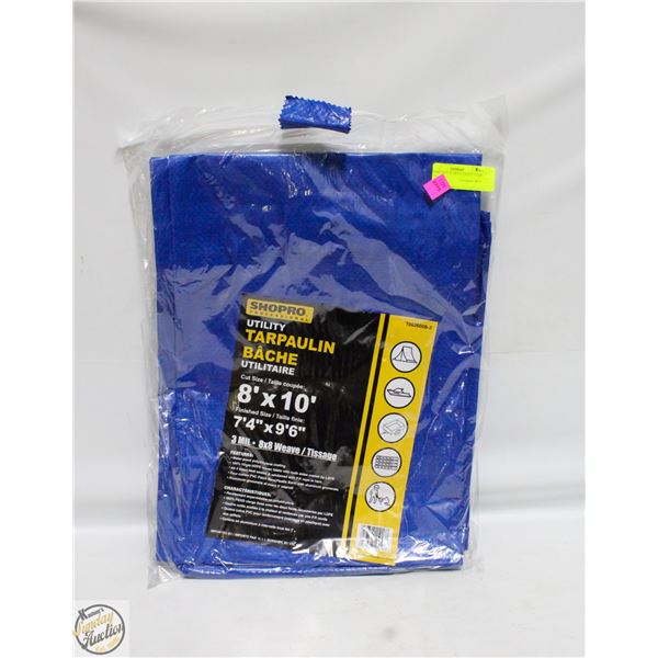 SHOPRO 8FT X 10FT UTILITY TARP - BLUE