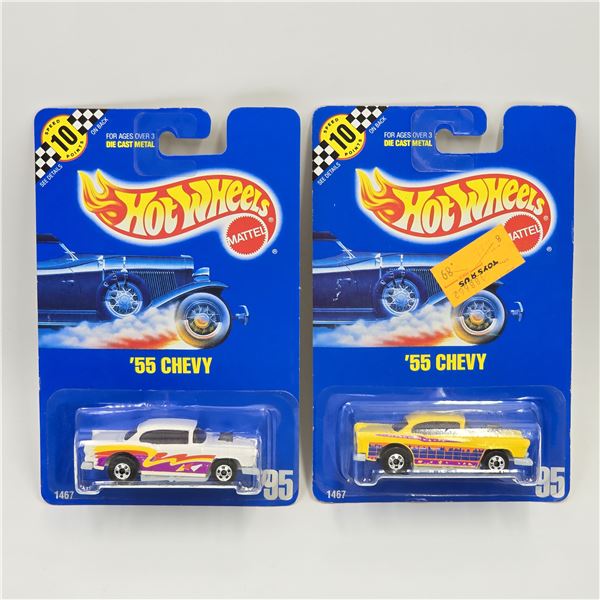 Hot Wheels Blue Card 55 Chevy Pair