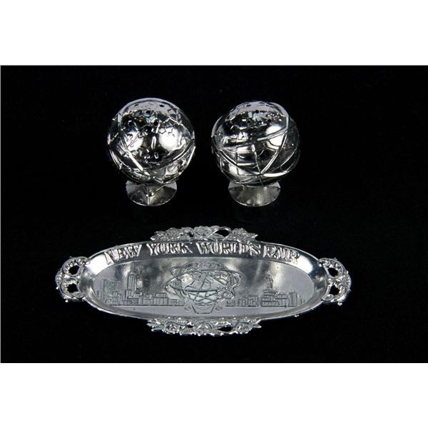 A World's Fair Unisphere Salt & Pepper Shaker Set.