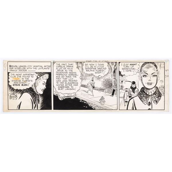 Original 1954"Brenda Starr" Daily Comic Strip Art by Dale Messick.