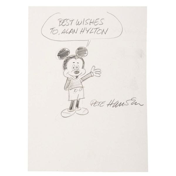 A Mickey Mouse Drawing Signed By Pete Hansen.