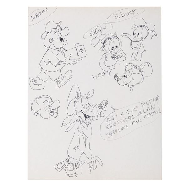Dick Kinney Sketches of Goofy, Magoo, Donald, & Mickey.