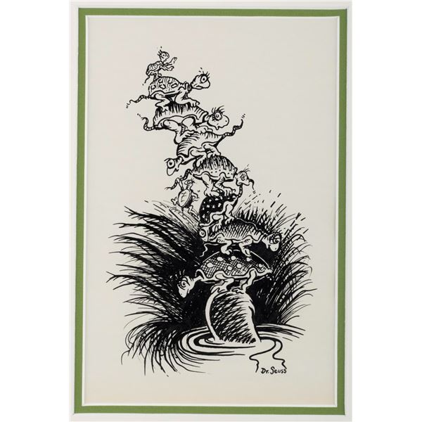 An Original Dr. Seuss Yertle the Turtle Drawing.