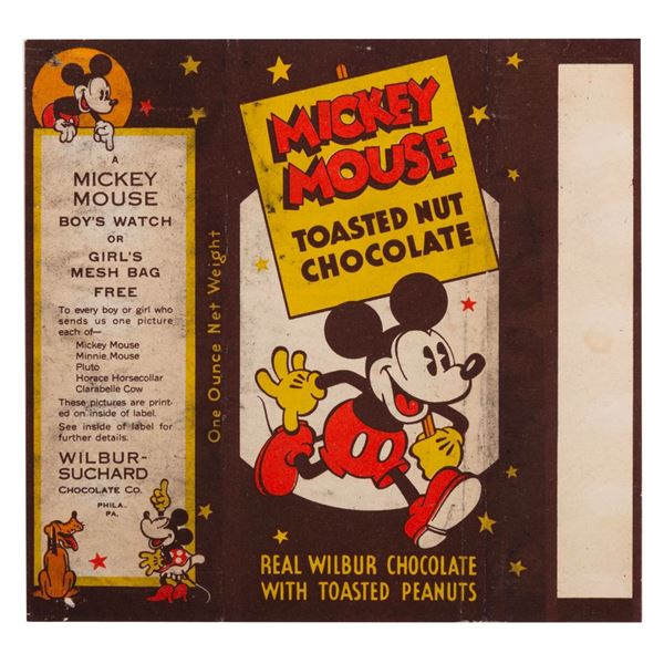 A 1930s Mickey Mouse Toasted Nut Chocolate Wrapper.