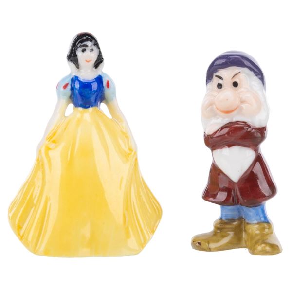 Tiny Snow White & Grumpy Ceramic Figurines.