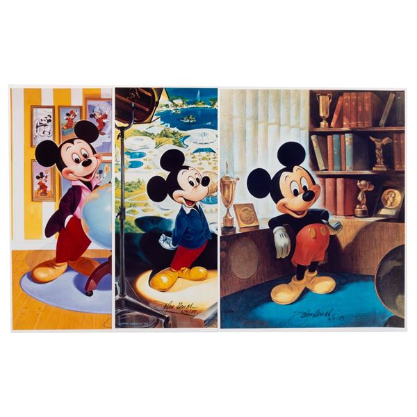 A Trio of John Hench Signed Mickey Mouse Portrait Prints.