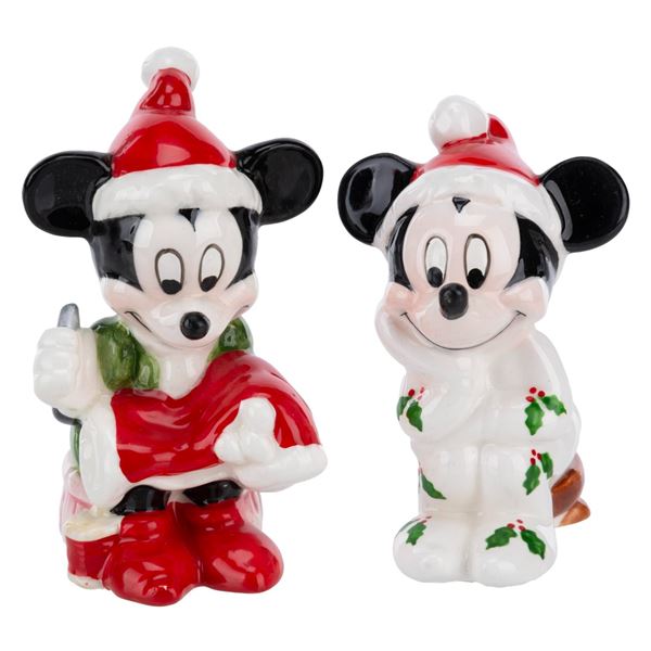 A Pair of Mickey Mouse Christmas Figurines.