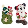 Image 1 : A Pair of Santa Mickey Salt and Pepper Shakers.