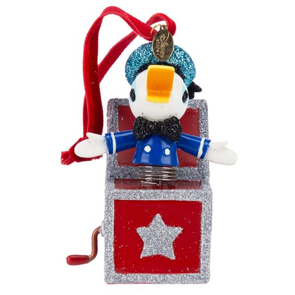 A Donald Duck Jack-in-the-Box Ornament.