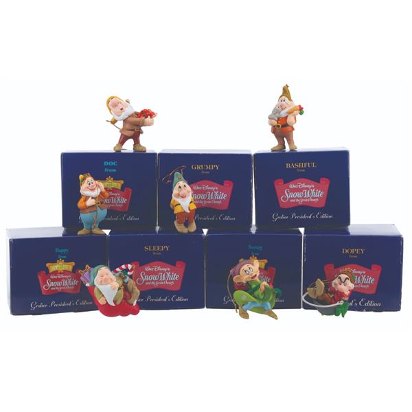 A Set of Seven Dwarfs Grolier Presidents Edition Ornaments.