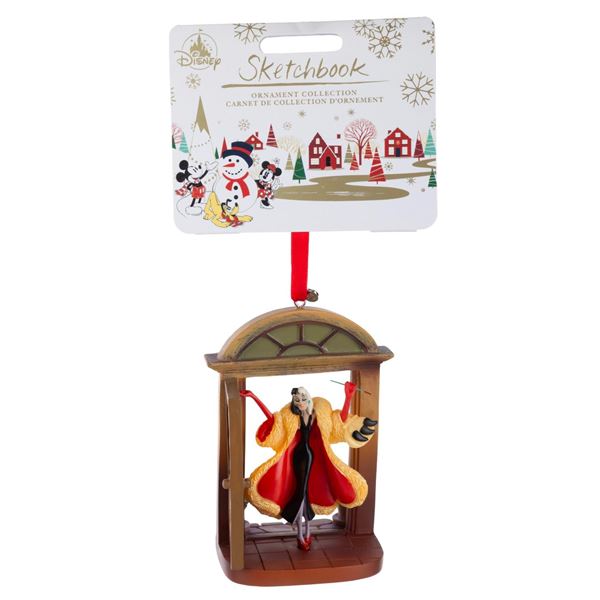 A Cruella De Vil Christmas Sketchbook Ornament.