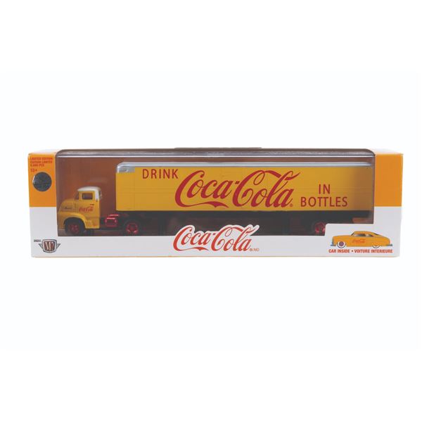 A 2018 Coca-Cola 1:64 Diecast Metal Truck with Car.