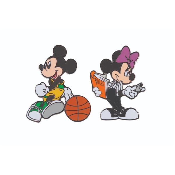 A Pair of Mickey and Minnie Basketball Pins.