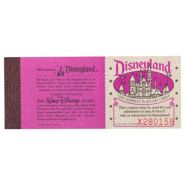 A Disneyland Courtesy Guest Ticket Book.