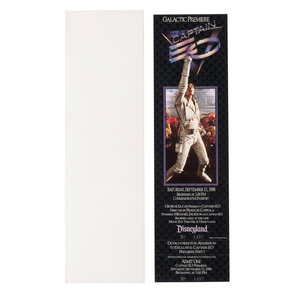 A Captain EO Galactic Premiere Pass with Original Envelope.
