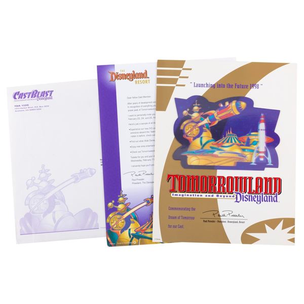 A 1998 Tomorrowland Cast Blast Invitation and Certificate.