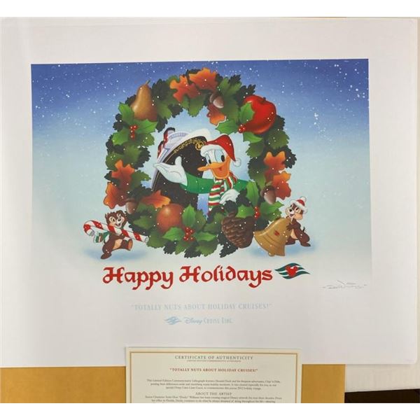 A Disney Cruise Lines"Happy Holidays" Donald Duck Litho.
