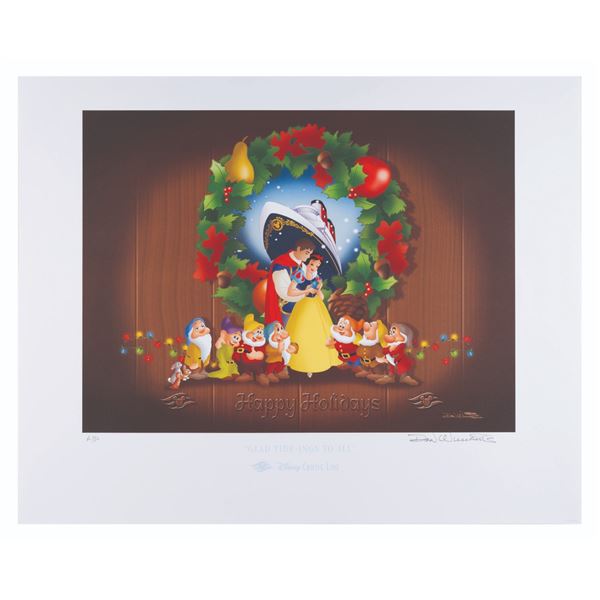 A Disney Cruise Lines"Snow White" Holiday Litho.