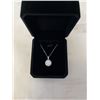 Image 1 : NEW STERLING SILVER 3CT SIMULATED DIAMOND (CZ) HALO NECKLACE, ADJUSTABLE 16"-18" MOUNTED IN 925 STER