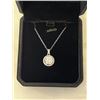 Image 2 : NEW STERLING SILVER 3CT SIMULATED DIAMOND (CZ) HALO NECKLACE, ADJUSTABLE 16"-18" MOUNTED IN 925 STER