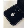 Image 3 : NEW STERLING SILVER 3CT SIMULATED DIAMOND (CZ) HALO NECKLACE, ADJUSTABLE 16"-18" MOUNTED IN 925 STER