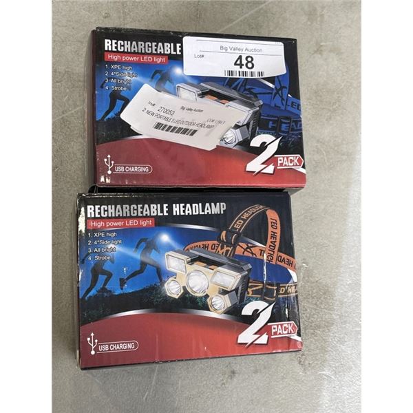 2 NEW PORTABLE 5 LED OUTDOOR HEADLAMP SET