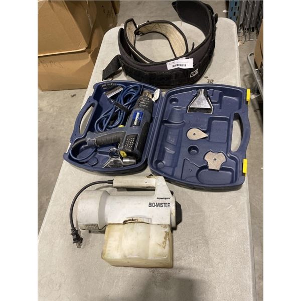 MASTER CRAFT HEAT GUN, SPRAYER, AND BACK SUPPORT LIFTING BELT