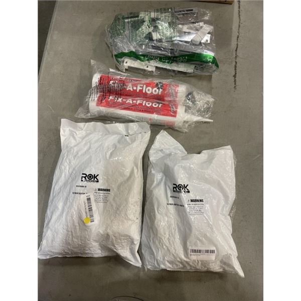 3 NEW ROK HARDWARE 10PK SOFT CLOSE DRAWER KITS, AND 2 FIX A FLOOR ADHESIVE